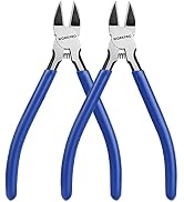 WORKPRO 2 Pack Wire Cutters, 6 Inch Precision Flush Cutters, Spring Loaded Side Cutting Pliers, S...
