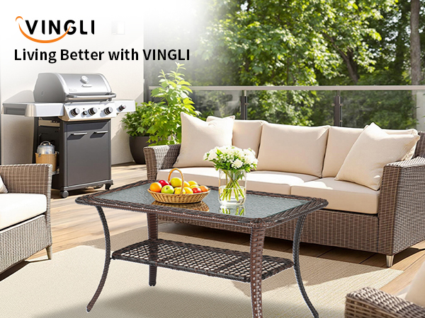 wicker outdoor coffee table