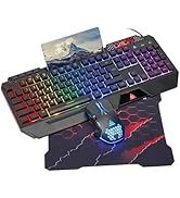 CHONCHOW Gaming Keyboard and Mouse Combo, USB Wired RGB Backlit Anti-Ghosting Silent Keyboard wit...