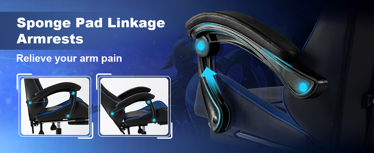 computer gaming chair with linkage armrests