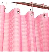Eazzier Bath Blush Pink 3D Crystal Plastic Shower Curtain Liner, 72x72 Inch Thin Lightweight Plas...