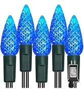 WATERGLIDE C6 Christmas Lights, 33ft 100 LED Faceted String Lights Green Wire Fairy Lights with 2...