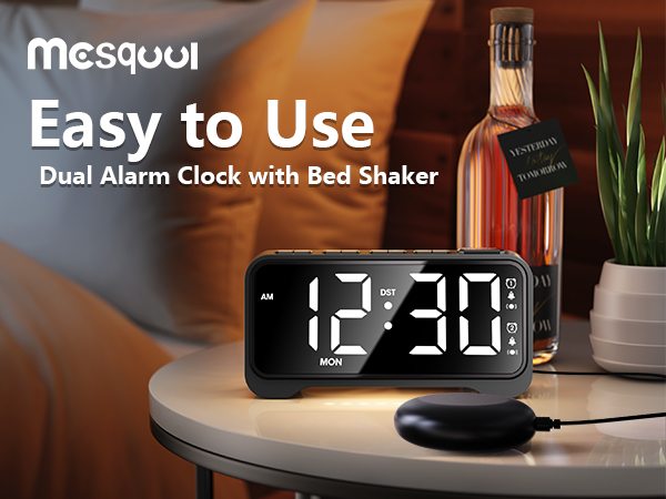 Dual alarm clock with bed shaker