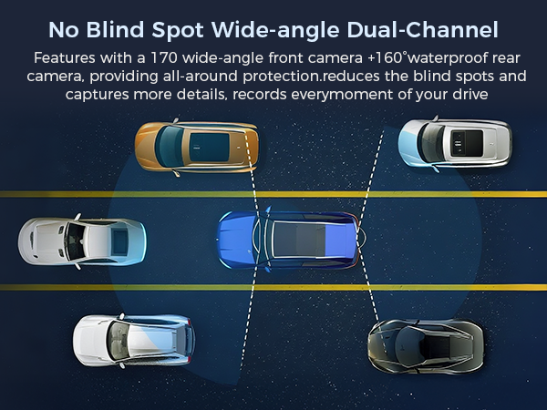 Wide-angle Dual-Channel front and rear dash cam