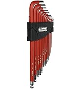 Titan 12713 Extra-Long Arm Ball Tip SAE Hex Key Set, 13 Piece , Red