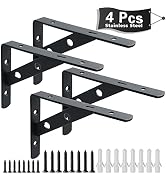 Alise 4 Pcs Stainless Steel Shelf Bracket Supports 6x4-1/5 Inch,Matte Black