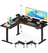 AODK Electric L Shaped Standing Desk with Monitor Stand, 59 Inch Height Adjustable Corner Desk wi...