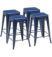 Sweetcrispy Metal Bar Stools Set of 4, 24 Inch Stackable Restaurant Classic Trattoria Metal Chair...