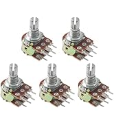 Yetaida 5Pcs WH148 Potentiometer 50K Ohm Variable Resistors 6-Pin 15mm Shaft Dual Linear Potentio...