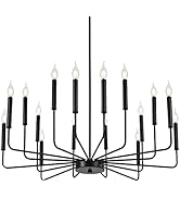 WOKNOS Modern Black Farmhouse Chandeliers, 16-Light Industrial Metal Chandelier Lighting, Classic...