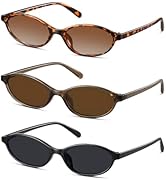 Colrea Retro Oval Sunglasses for Women Small Cat Eye Sun Glasses Womens Trendy Y2K Narrow Shades ...