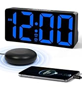 Alarm Clock for Bedroom Heavy Sleepers with Bed Shaker &amp; Night Light-Vibrating Digital Clock Larg...