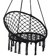 Garpans Hammock Chair Macrame Swing Bohemian Style Hammock Swing Chair with Tassels Hanging Swing...