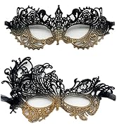 TFTSR Masquerade Masks for Women Couples,Men Mardi Gras Mask,Girls Black Gold Lace Eyes Costume,A...