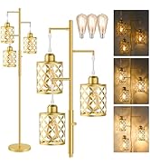 Upgraded 72" Tall Dimmable Floor Lamp, Modern Standing Lamp with Elegant Metal Cages, Industrial ...