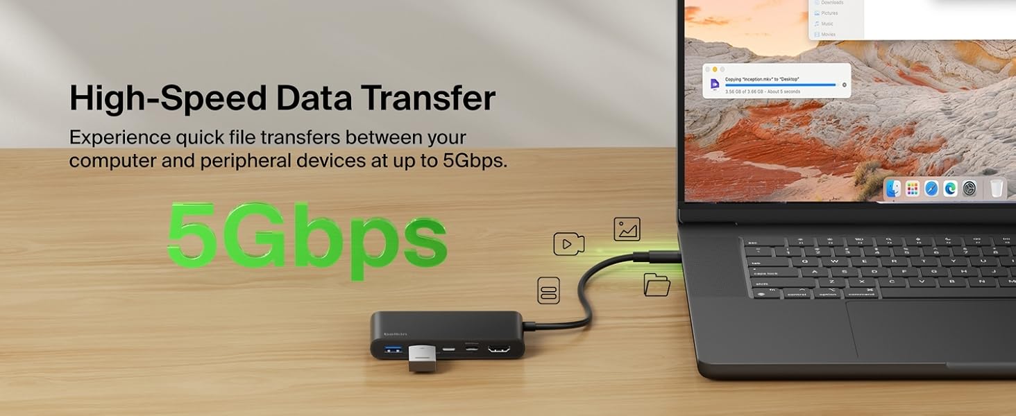 Belkin Connect 5 Port USB-C Hub with Dual USB-C Ports