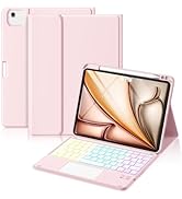 Hamile for iPad Air 11 Inch Case with Keyboard M3/M2 - Multi-Touch Trackpad, 7 Colors Backlit, Ma...