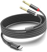 Yumiwoow USB C to Dual 6.35mm 1/4 inch Stereo Splitter Y Cable, USB Type C to Dual 6.35mm 1/4 inc...