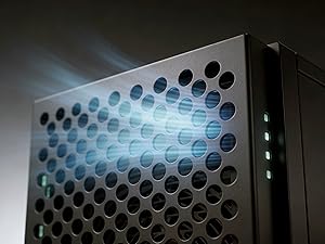 Close-up of a perforated server rack panel.