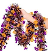 Halloween Garland Decorations,50Ft Glitter Tinsel Pumpkin Bats Spider Garland Decor for Tree Car ...