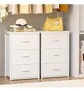 DAOUTIME 2-Pack Stackable Storage Drawers (6 Drawers Total), White Closet Organizer with Wooden T...