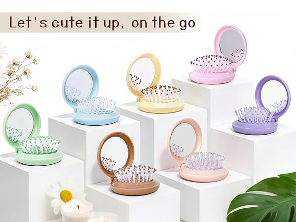 mini hair brush with mirror