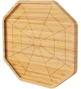 TJ POP Bamboo Serving Tray - Octagon Spider Web Design Snack Dessert Platter for Candy, Cheese, N...