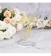 20Pcs Acrylic Wedding Table Numbers Hexagon Printed Clear Acrylic Table Numbers With Stands for W...