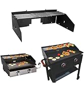 Petrirufun Adjustable Wind Screen and Griddle Warming Rack Set Fit for Griddle from 22" to 28" Wi...