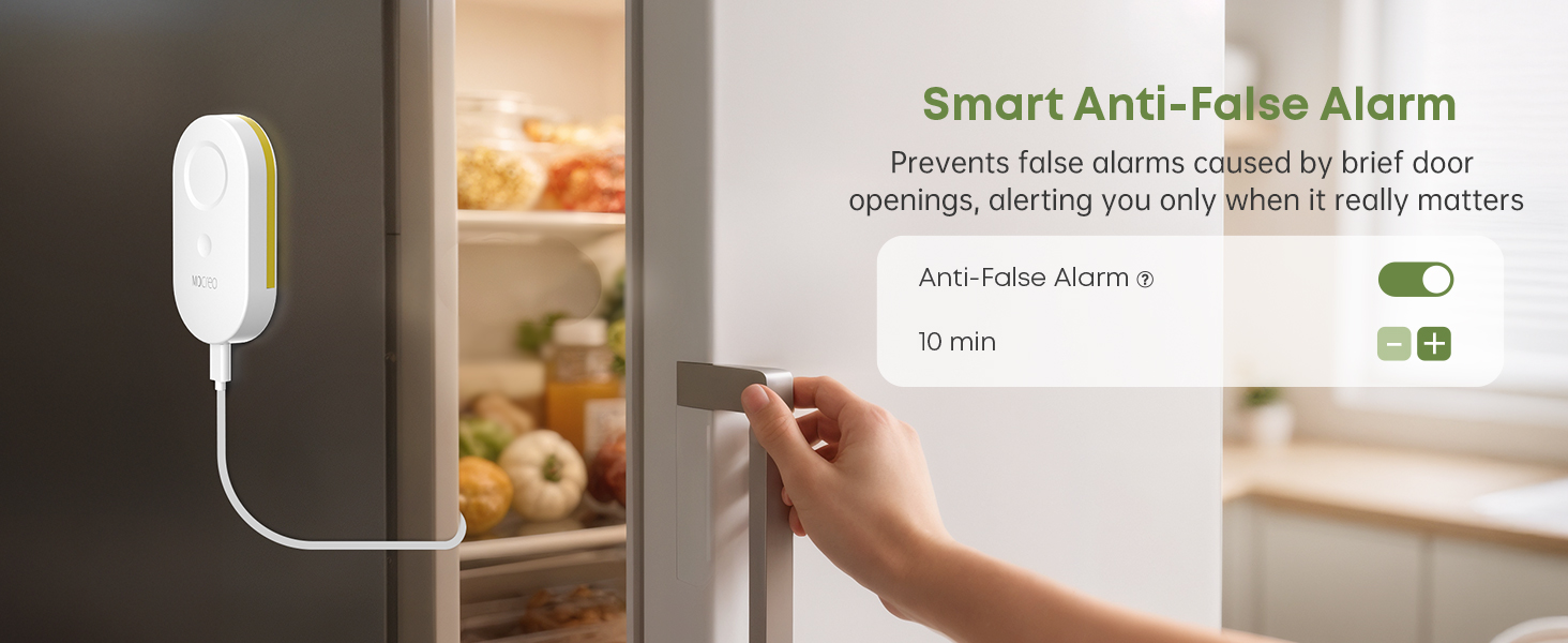 Custom delay settings ignore normal door openings, alerting you only to real dangers