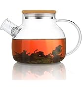 CnGlass Glass Teapot Stovetop Safe,30.4oz Clear Teapots with Removable Filter Spout,Teapot for Lo...