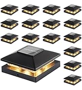 Solar Post Cap Lights Outdoor 16pack, Black Waterproof Solar Powered Deck Fence Post Lights Fit 4...