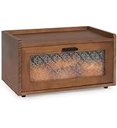 Sunhoo Bread Box for Kitchen Countertop Stackable Pind Wood Bread Bin Large Vintage Breadbox with...