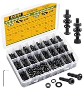 SVLING M4 Metric Screw Assortment, 1820PCS Hex Socket Button &amp; Cap Head Screws Nuts Bolts Washer ...