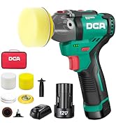 DCA 12V Cordless Buffer Polisher, 3" Brushless Mini Car Polisher &amp; 2" Sander Machine Kit with 2x ...