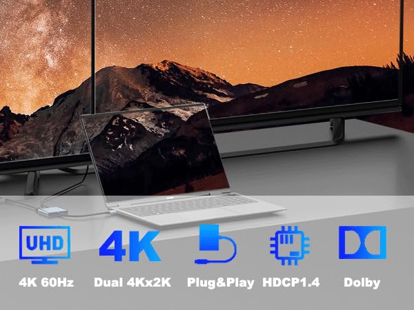 USB C to Dual HDMI Adapter