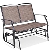 Giantex Patio Glider Bench, 400 Lbs Capacity, Steel Frame, Brown, Outdoor Swing Chair, 2-Person L...
