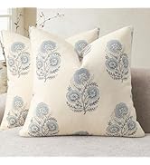 YCOLL Vintage Floral Print Pillow Covers 18x18 Set of 2 Patterned Accent Decorative Cushion Cover...