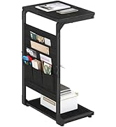 Vovonusy C-Shaped End Table, Small Couch Side Table with Storage Bag, Sofa Table for Living Room,...