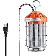 Dephen 60W LED Temporary Work Light-8400Lumen Construction Lights 5000K LED Work Light with Hook ...
