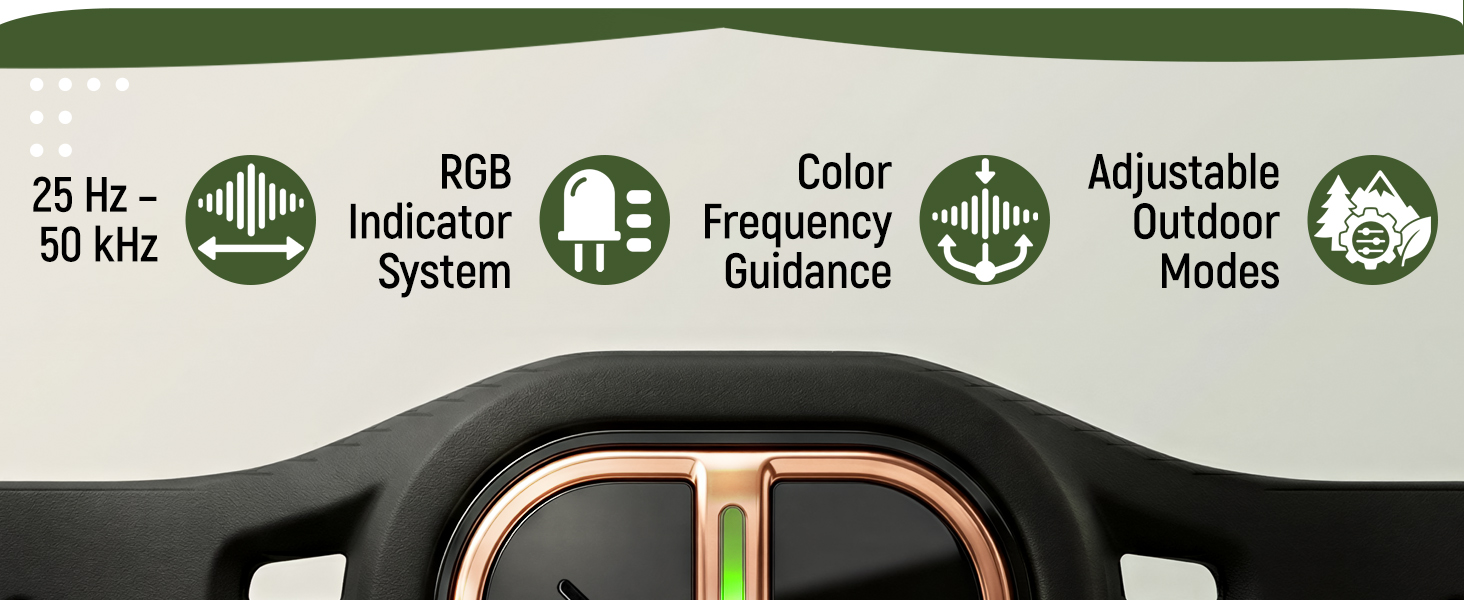 Seven selectable ultrasonic frequency modes