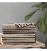 Oliven 2 Piece Brown Cabana Stripe Hand Towels for Bathroom 16"x31" Ultra Soft Breathable Hand Fa...
