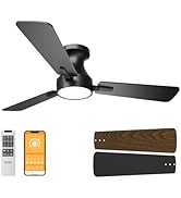 OPONL 42 Inch Ceiling Fans with Light, Black Low Profile Ceiling Fan with Light, Remote Control, ...