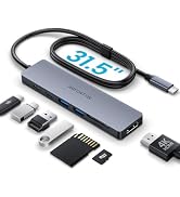 ABFCRTTW 31.5'' USB C Hub Multiport Adapter HDMI 4K for MacBook Neo, iPad | 7 in 1 USB C Docking ...