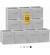 Storage Cubes, 11 Inch Cube Storage Bins (Set of 10), Fabric Collapsible Storage Bins with Dual H...