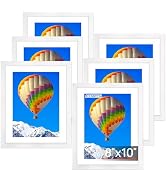 FIXSMITH 8x10 Picture Frame Set of 6, White Photo Frames Bulk with HD Plexiglass, Display Picture...