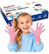 Xandoval Kids Disposable Gloves for 3-8 Years, 5Mil Pink Nitrile Gloves with Latex-Free and Powde...