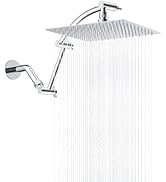 Hibbent All Metal Rain Shower Head, 10'' High Pressure Rainfall Square Showerhead with 16