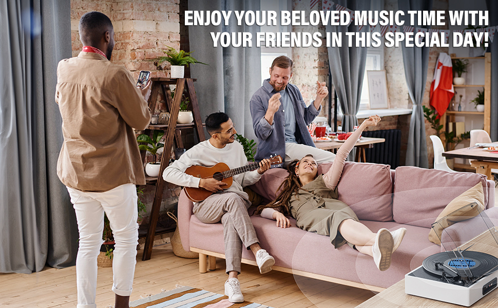 Stereo Turntable with Built-in Stereo Speaker for Party Home Decoration Gift