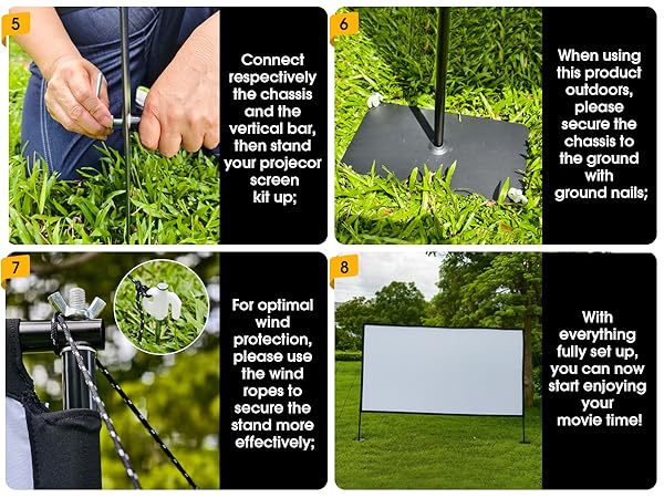 120 inch Outdoor Projector Screen with Stand for Home Theater and Backyard Movie Night